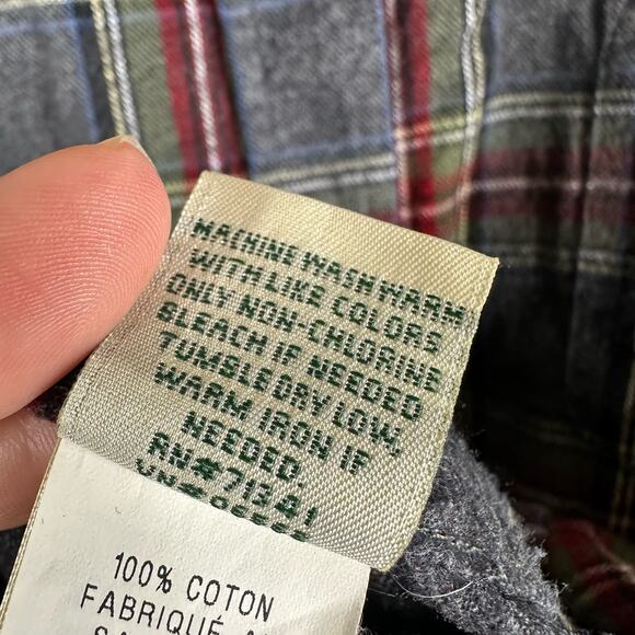LL Bean Mens size XL Long Sleeve Button Down Flannel Plaid Shirt - Picture 8 of 9